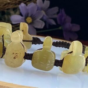 Natural Burma  Jade Turtle Handwoven Bracelet size adjustable